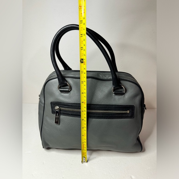 Michael Kors Smoke Gray Leather Convertible Dome Satchel Purse Bag - Picture 10 of 13